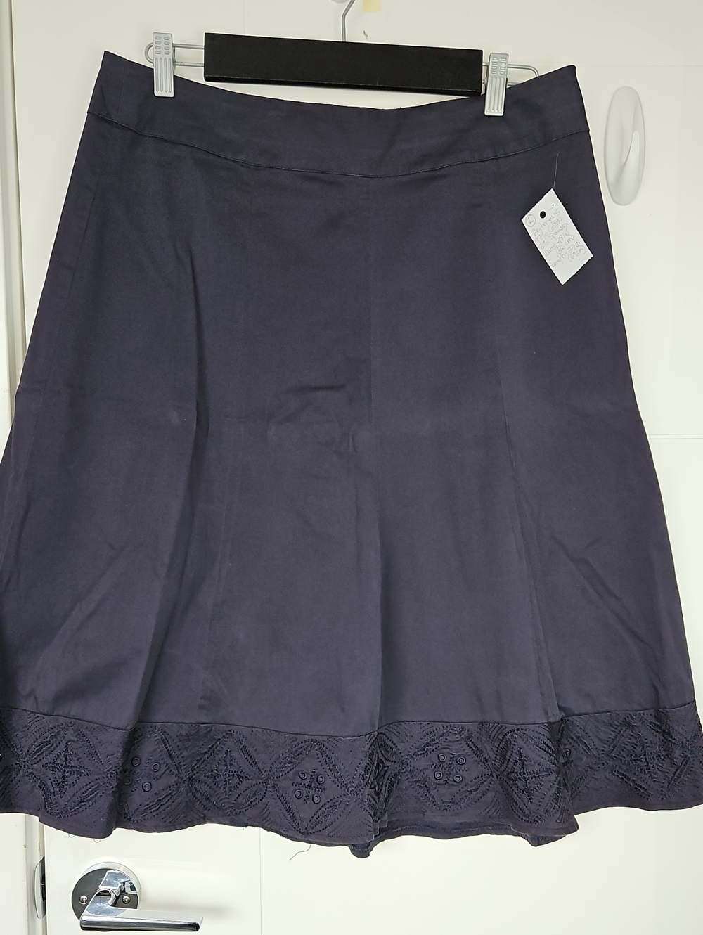 Reitmans Navy A-Line Skirt with Lace Trim